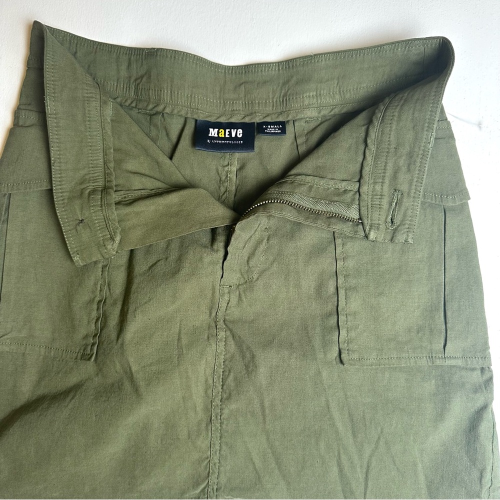 Anthropology Maeve Army Green Skirt‎ Pockets New - Picture 5 of 8